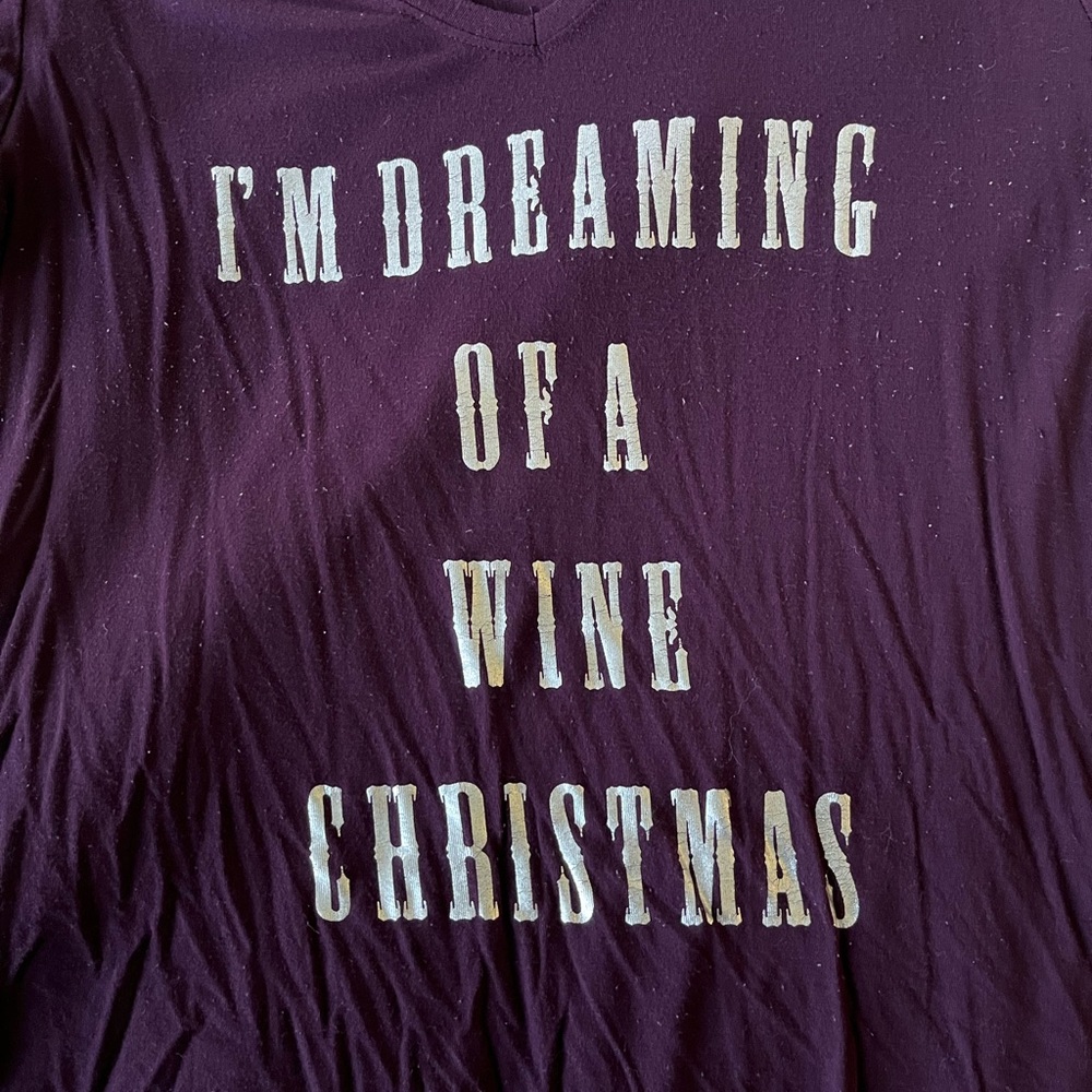 Apt 9 “I’m Dreaming of a Wine Christmas”Purple T-shirt Size L. Good Condition. - Picture 2 of 4